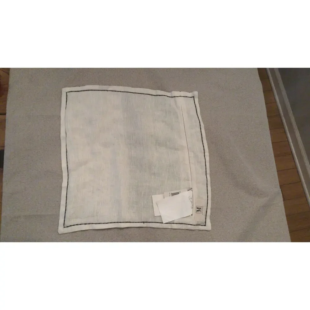 Set of 2 Magaschoni Linen Pillow Shams, Black & White Pattern, 16x16 NWT